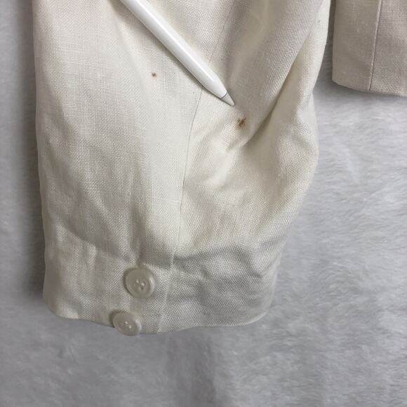 CW‎ CLIFFORD & WILLS Petites 100% Linen Jacket Sz 10P White Academia Office - Picture 13 of 15